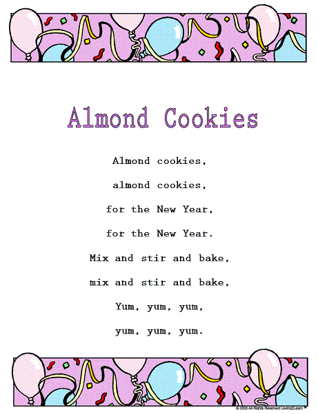 New Year&rsquo;s Rhymes &amp; Songs: Lyrics for &ldquo;Almond Cookies&rdquo; with a 
