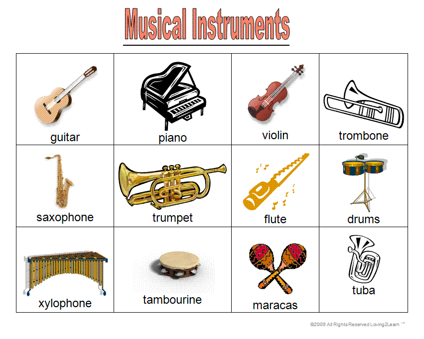 Learning New Words: Musical Instruments Words and Learning Videos